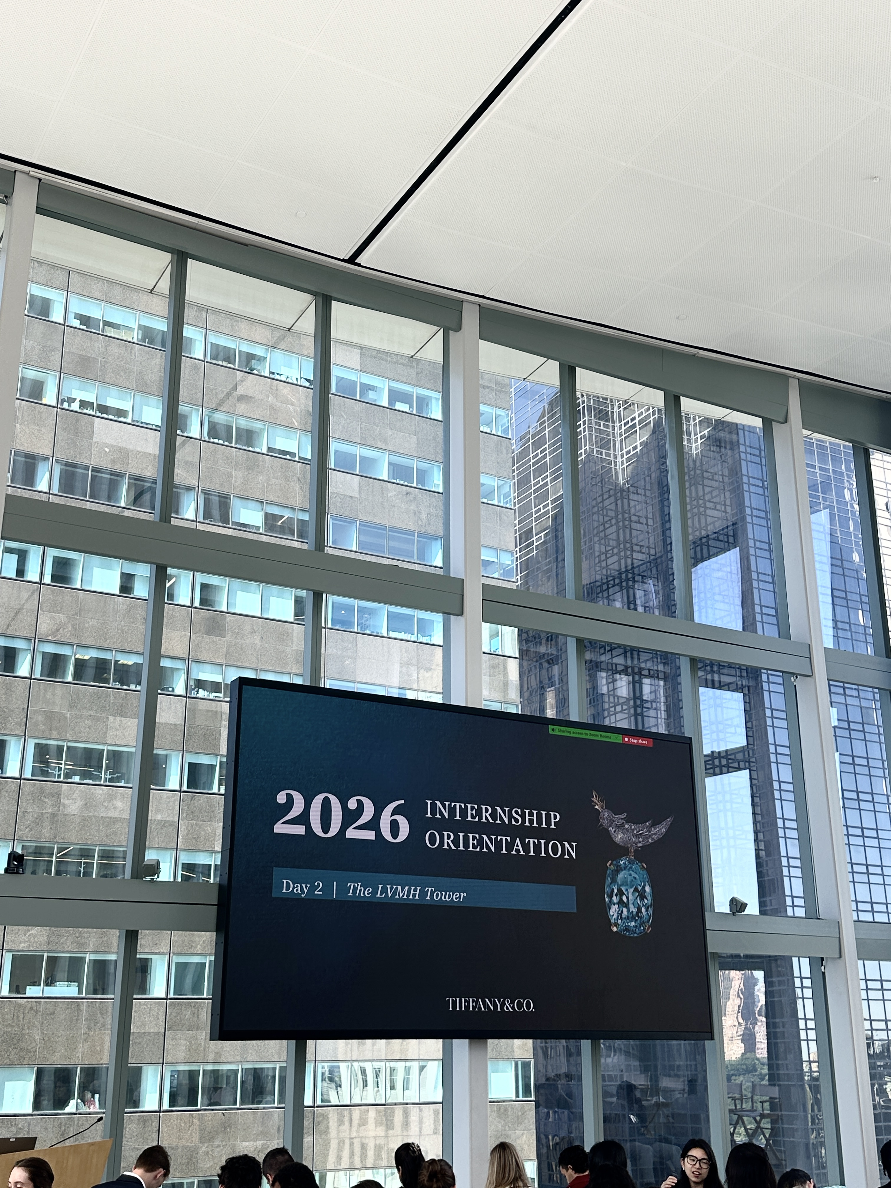 Tiffany and Co internship orientation at the LVMH Tower